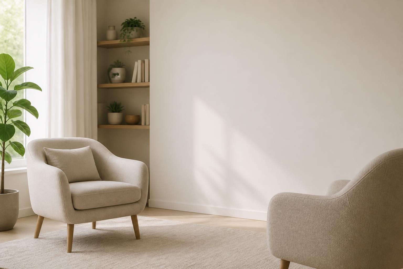Calm consultation space with open room for call-to-action text.